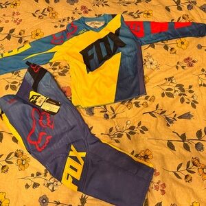 Fox Kids Yellow, Blue & Red Motocross Jersey and Pants